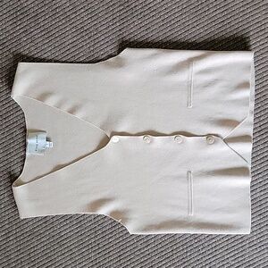 Pink Rose Sweater Vest Knit Waistcoat Cardigan Tan Small Women's Academia